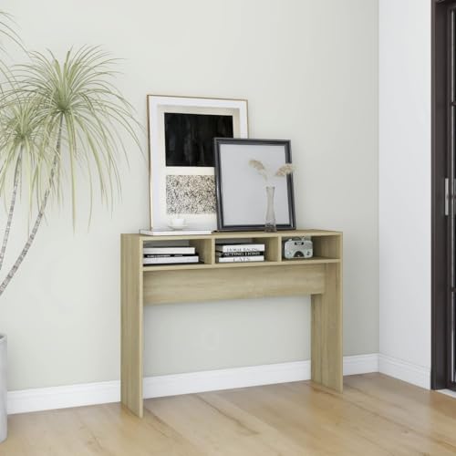 Konsolentisch Sonoma-Eiche 105x30x80 cm Holzwerkstoff, Hallway Table with Storage Shelf, Narrow Entryway Console Table for Living Room, Office, Durable Engineered Wood, Easy to Clean, Wall Mountable Konsolentisch Sonoma-Eiche 105x30x80 cm Holzwerkstoff, Hallway Table with Storage Shelf, Narrow Entryway Console Table for Living Room, Office, Durable Engineered Wood, Easy to Clean, Wall Mountable von WHOPBXGAD