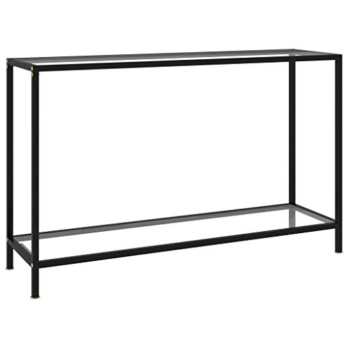 Konsolentisch Transparent 120x35x75 cm Hartglas Side Table with Shelf, Modern Console Table for Living Room & Hallway, Sturdy Tempered Glass and Powder-Coated Steel, Easy to Clean, Wall Mountable von WHOPBXGAD