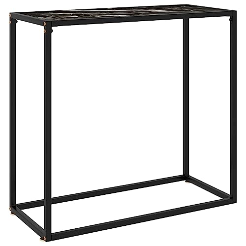Modern Black Console Table 80x35x75 cm with Tempered Glass and Powder-Coated Steel Frame, Slim Hallway Sofa Table for Living Room, Entryway, Sturdy & Easy to Clean, Marble Look, Wall Mountable Modern Black Console Table 80x35x75 cm with Tempered Glass and Powder-Coated Steel Frame, Slim Hallway Sofa Table for Living Room, Entryway, Sturdy & Easy to Clean, Marble Look, Wall Mountable von WHOPBXGAD