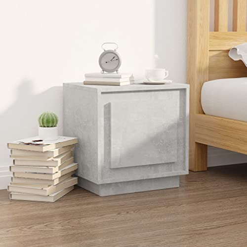 Modern Concrete Gray Nightstand with Storage Shelf 44x35x45 cm Engineered Wood Bedside Table for Bedroom Living Room Office Multifunctional Furniture von WHOPBXGAD
