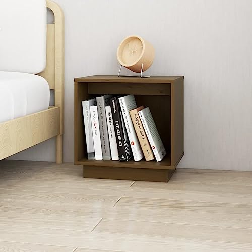 Modern Honey Brown Nightstand 40x30x40 cm Solid Pine Wood Bedside Table with Storage Shelf for Bedroom Living Room Home Furniture Organizer von WHOPBXGAD