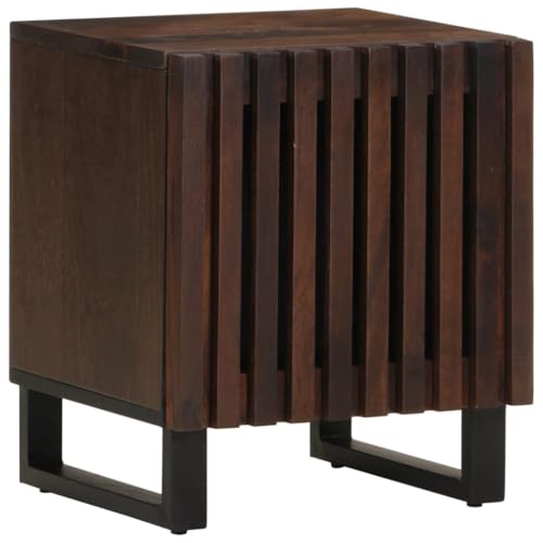 Nachttisch 40x34x46 cm Massivholz Mango Nightstand with Storage Shelf, Solid Wood Bedside Table for Bedroom, Living Room, Office - Brown von WHOPBXGAD