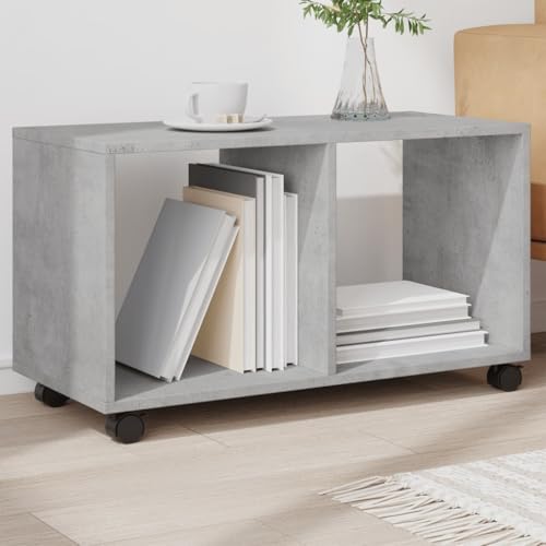 Rollschrank Betongrau 72x33x42, 5 cm Holzwerkstoff - Mobiler Schrank mit 4 Rollen (2 feststellbar), Langlebiges Material, Vielseitig für Wohnzimmer, Büro, Küche - Getränke, Zeitschriften, Deko von WHOPBXGAD
