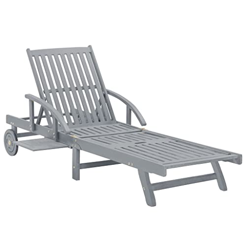 Sonnenliege Grau Massivholz Akazie Outdoor Lounge Chair with Adjustable Backrest, Wheels & Weatherproof Design for Garden, Poolside, Patio - Durable Acacia Wood Sunbed in Gray Sonnenliege Grau Massivholz Akazie Outdoor Lounge Chair with Adjustable Backrest, Wheels & Weatherproof Design for Garden, Poolside, Patio - Durable Acacia Wood Sunbed in Gray von WHOPBXGAD