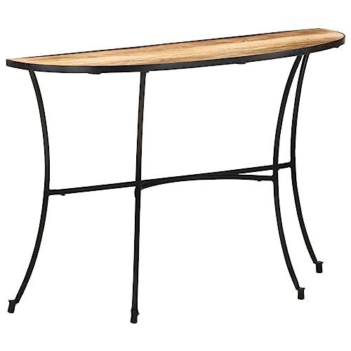 Stylish Side Table 110x40x77 cm Solid Mango Wood with Steel Legs, Half-Circle Design for Living Room & Bedroom, Durable Hardwood End Table with Unique Grain, Easy Assembly Home Decor Accent Piece von WHOPBXGAD