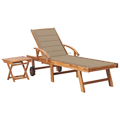 Teak Wood Sun Lounger with Side Table and Cushion, Adjustable Reclining Garden Lounge Chair for Patio, Poolside, Outdoor Relaxation, Durable Weather-Resistant Hardwood Deck Chair with Wheels Teak Wood Sun Lounger with Side Table and Cushion, Adjustable Reclining Garden Lounge Chair for Patio, Poolside, Outdoor Relaxation, Durable Weather-Resistant Hardwood Deck Chair with Wheels von WHOPBXGAD