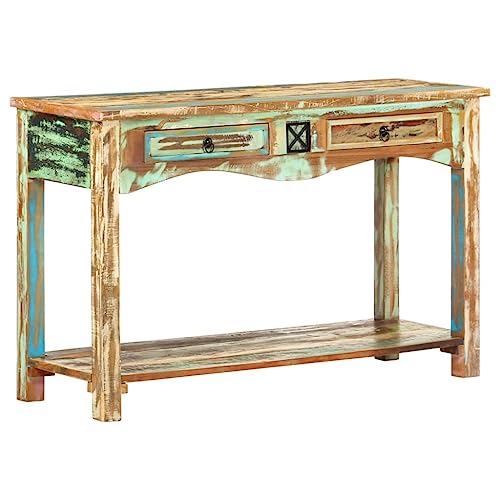 Vintage Console Table 120x40x75 cm Solid Reclaimed Wood with 2 Drawers & Shelf Unique Retro Sideboard for Hallway Living Room | Handcrafted Antique Furniture from Recycled Timber Vintage Console Table 120x40x75 cm Solid Reclaimed Wood with 2 Drawers & Shelf Unique Retro Sideboard for Hallway Living Room | Handcrafted Antique Furniture from Recycled Timber von WHOPBXGAD