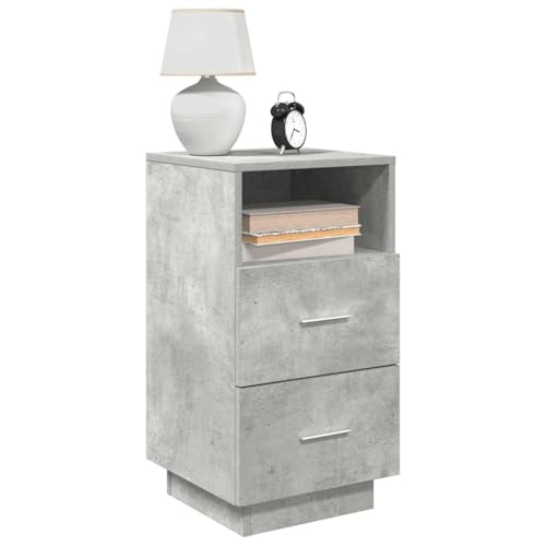WHOPBXGAD 2 Pack Night Stands with 2 Drawers Concrete Gray 36x36x68 cm Bedside Tables Storage Cabinet for Bedroom Modern Bedroom Furniture with Assembly von WHOPBXGAD