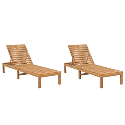 WHOPBXGAD 2-Piece Teak Wood Sun Lounger Set with Adjustable Backrest, Outdoor Garden Lounge Chair for Patio Poolside, Solid Teakwood Sunbed with Slatted Design, Durable Furniture for Relaxation WHOPBXGAD 2-Piece Teak Wood Sun Lounger Set with Adjustable Backrest, Outdoor Garden Lounge Chair for Patio Poolside, Solid Teakwood Sunbed with Slatted Design, Durable Furniture for Relaxation von WHOPBXGAD