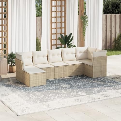 WHOPBXGAD Balcony Chair Garten Sessel Sonnen liegestuhlGartenstühle mit Kissen 4 STK. Beigemischung Poly RattanKonzipiert für den Garten, die Terrasse und die Verwendung im Freien. von WHOPBXGAD