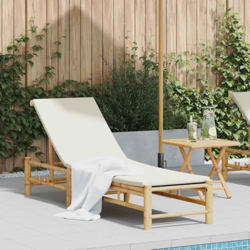 WHOPBXGAD Bamboo Sun Lounger with Cushion 55x199x30 cm, Adjustable Backrest, Water-Resistant Poolside Garden Lounge Chair for Patio, Outdoor Relaxation by Pool or Terrace WHOPBXGAD Bamboo Sun Lounger with Cushion 55x199x30 cm, Adjustable Backrest, Water-Resistant Poolside Garden Lounge Chair for Patio, Outdoor Relaxation by Pool or Terrace von WHOPBXGAD