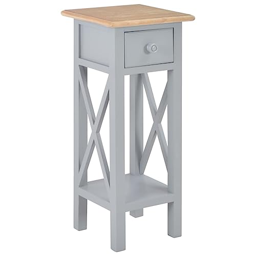 WHOPBXGAD Beistelltisch Grau 27 x 27 x 65,5 cm Holz mit Schublade - Side Table for Bedroom Entryway Pine Wood Nightstand with Drawer for Decor, Cosmetics Storage Sturdy & Space-Saving Design WHOPBXGAD Beistelltisch Grau 27 x 27 x 65,5 cm Holz mit Schublade - Side Table for Bedroom Entryway Pine Wood Nightstand with Drawer for Decor, Cosmetics Storage Sturdy & Space-Saving Design von WHOPBXGAD