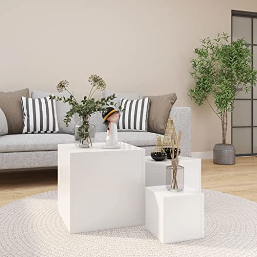 WHOPBXGAD Beistelltische 3-TLG. Weiß Holzwerkstoff Set of Side Tables for Living Room & Bedroom, Modern Nesting with 3 Sizes, Durable White End Tables for Plants, Drinks, Phone, Sofa, Easy to Clean WHOPBXGAD Beistelltische 3-TLG. Weiß Holzwerkstoff Set of Side Tables for Living Room & Bedroom, Modern Nesting with 3 Sizes, Durable White End Tables for Plants, Drinks, Phone, Sofa, Easy to Clean von WHOPBXGAD