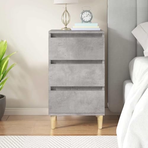 WHOPBXGAD Betongrau Nightstand with 3 Drawers 40x35x70 cm Wood Particle Board Bedside Table Modern Bedroom Furniture Storage Organizer von WHOPBXGAD