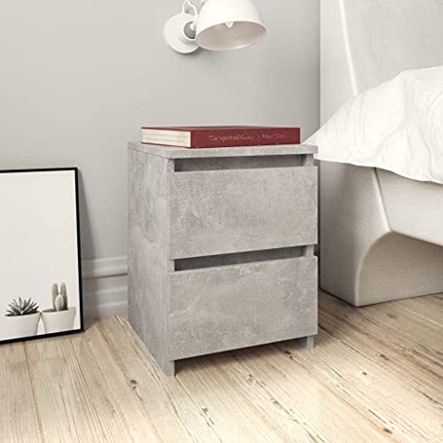 WHOPBXGAD Concrete Gray Nightstand with 2 Drawers 30x30x40cm Wood Particle Board Modern Bedside Table Living Room End Table Storage Cabinet Organizer von WHOPBXGAD