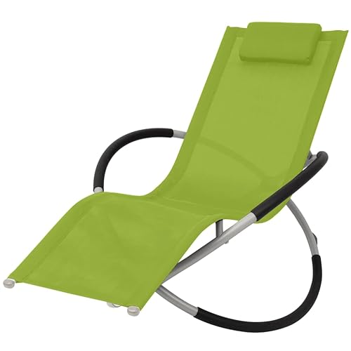 WHOPBXGAD Geometric Steel Sun Lounger Green - Foldable Outdoor Lounge Chair with Textilene Fabric, Weather-Resistant Zinc Coated Steel Frame for Garden, Poolside, Patio - Max Load 120kg (144x74x85cm) von WHOPBXGAD