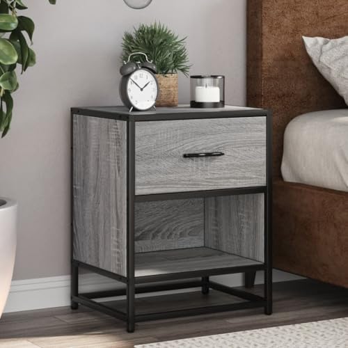 WHOPBXGAD Grau Sonoma Nightstand 40x31x50 cm with Drawer, Bedside Table for Bedroom Living Room, Wood Particle Board Storage Cabinet with Shelf, Modern Gray End Table WHOPBXGAD Grau Sonoma Nightstand 40x31x50 cm with Drawer, Bedside Table for Bedroom Living Room, Wood Particle Board Storage Cabinet with Shelf, Modern Gray End Table von WHOPBXGAD