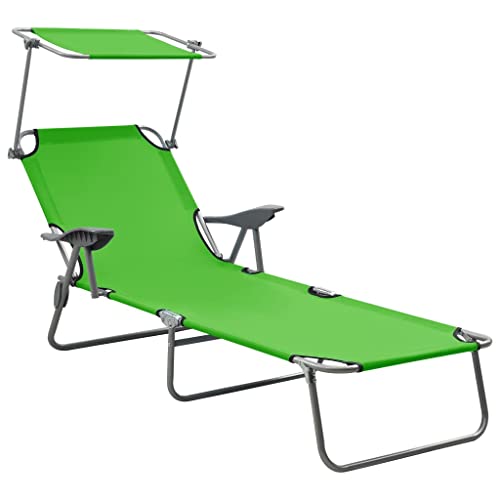 WHOPBXGAD Green Steel Sun Lounger with Adjustable Canopy - Foldable Garden & Beach Chair for Outdoor Relaxation, 120kg Capacity, Weatherproof Powder Coated Frame, No Assembly Required WHOPBXGAD Green Steel Sun Lounger with Adjustable Canopy - Foldable Garden & Beach Chair for Outdoor Relaxation, 120kg Capacity, Weatherproof Powder Coated Frame, No Assembly Required von WHOPBXGAD