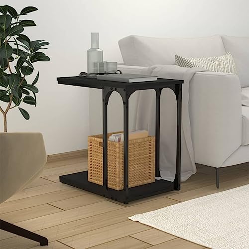 WHOPBXGAD Industrial Side Table Black 50x35x52 cm with Storage Shelf, Modern C-Shaped End for Living Room & Bedroom, Sturdy MDF & Steel Frame Coffee Compact Sofa Table with Spacious Storage WHOPBXGAD Industrial Side Table Black 50x35x52 cm with Storage Shelf, Modern C-Shaped End for Living Room & Bedroom, Sturdy MDF & Steel Frame Coffee Compact Sofa Table with Spacious Storage von WHOPBXGAD