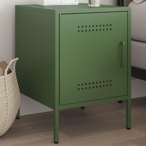 WHOPBXGAD Industrial Style Nightstand Olive Green 36x39x50.5 cm Steel with Storage Drawer, Multifunctional Bedside Table for Bedroom Living Room Office, Durable Metal End Table with Wall Mount WHOPBXGAD Industrial Style Nightstand Olive Green 36x39x50.5 cm Steel with Storage Drawer, Multifunctional Bedside Table for Bedroom Living Room Office, Durable Metal End Table with Wall Mount von WHOPBXGAD