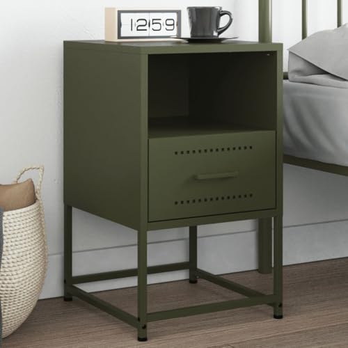 WHOPBXGAD Industrial Style Nightstand Olive Green 36x39x60.5 cm Steel Bedside Table with Drawer Storage, Multifunctional Side Table for Bedroom Living Room Office WHOPBXGAD Industrial Style Nightstand Olive Green 36x39x60.5 cm Steel Bedside Table with Drawer Storage, Multifunctional Side Table for Bedroom Living Room Office von WHOPBXGAD