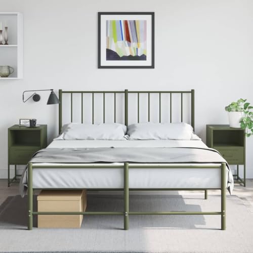 WHOPBXGAD Industrial Style Nightstands 2 Pack Olive Green Steel Bedside Tables with Storage Drawer for Bedroom Living Room Office 36x39x60.5cm WHOPBXGAD Industrial Style Nightstands 2 Pack Olive Green Steel Bedside Tables with Storage Drawer for Bedroom Living Room Office 36x39x60.5cm von WHOPBXGAD