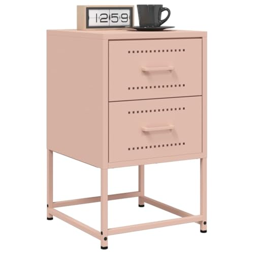 WHOPBXGAD Industrial Style Nightstands 2 Pack Pink Steel Bedside Tables with Storage Drawer for Bedroom Living Room Office 36x39x60.5 cm von WHOPBXGAD