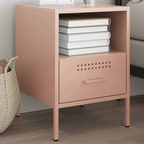 WHOPBXGAD Industrial Style Pink Nightstand with Storage Drawer and Shelf, 36x39x50.5 cm Steel Bedside Table for Bedroom Living Room, Adjustable Feet WHOPBXGAD Industrial Style Pink Nightstand with Storage Drawer and Shelf, 36x39x50.5 cm Steel Bedside Table for Bedroom Living Room, Adjustable Feet von WHOPBXGAD