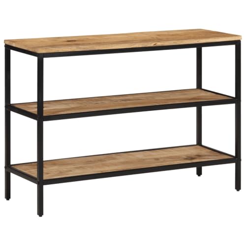 WHOPBXGAD Konsolentisch 100x35x70 cm Rustic Solid Mango Wood Console Table with Iron Frame, Sturdy Hallway Entryway Sofa Side Table for Living Room, Bedroom, Durable Storage Shelf for Books Decor von WHOPBXGAD