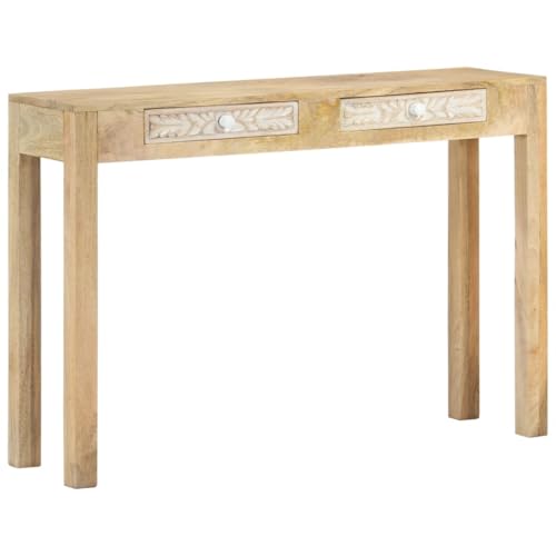 WHOPBXGAD Konsolentisch 110x30x75 cm Side Table with 2 Drawers, Bleached Solid Mango Wood, Entryway for Hallway Living Room, Sturdy Console Table with Spacious Top for Decor Storage Organizer WHOPBXGAD Konsolentisch 110x30x75 cm Side Table with 2 Drawers, Bleached Solid Mango Wood, Entryway for Hallway Living Room, Sturdy Console Table with Spacious Top for Decor Storage Organizer von WHOPBXGAD