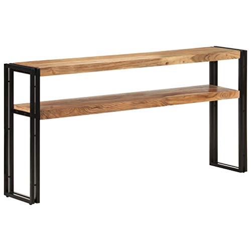 WHOPBXGAD Konsolentisch 150x30x75 cm Akazie Massivholz Sideboard with 2 Shelves, Solid Wood Console Table for Living Room & Hallway, Rustic Industrial Design, Sturdy Iron Frame, Easy Assembly WHOPBXGAD Konsolentisch 150x30x75 cm Akazie Massivholz Sideboard with 2 Shelves, Solid Wood Console Table for Living Room & Hallway, Rustic Industrial Design, Sturdy Iron Frame, Easy Assembly von WHOPBXGAD