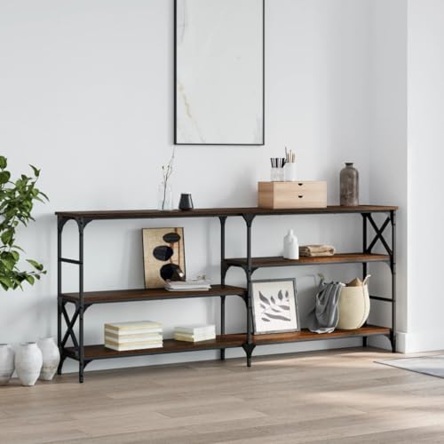 WHOPBXGAD Konsolentisch Braun Eichen-Optik 180x29x76,5 cm Holzwerkstoff mit Stahlrahmen, Stauraum & verstellbaren Beinen, Flur Tisch für Wohnzimmer, Eingangsbereich, Elegant & Stabil WHOPBXGAD Konsolentisch Braun Eichen-Optik 180x29x76,5 cm Holzwerkstoff mit Stahlrahmen, Stauraum & verstellbaren Beinen, Flur Tisch für Wohnzimmer, Eingangsbereich, Elegant & Stabil von WHOPBXGAD