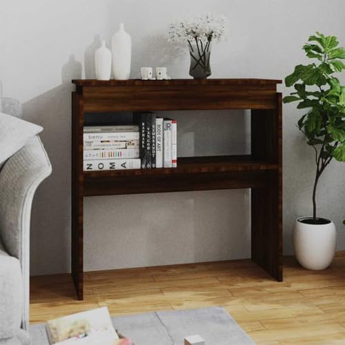 WHOPBXGAD Konsolentisch Braun Eichen-Optik 80x30x80 cm Holzwerkstoff - Side Table for Living Room Hallway Sturdy Oak Look Console Table with Wall Bracket Space Saving Design - Easy to Clean Surface von WHOPBXGAD