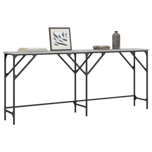 WHOPBXGAD Konsolentisch Grau Sonoma 180 cm Industrial Style Console Table with Adjustable Legs and Metal Frame, Sturdy Wooden Material for Hallway, Living Room or Entryway, Max Load 80 kg WHOPBXGAD Konsolentisch Grau Sonoma 180 cm Industrial Style Console Table with Adjustable Legs and Metal Frame, Sturdy Wooden Material for Hallway, Living Room or Entryway, Max Load 80 kg von WHOPBXGAD