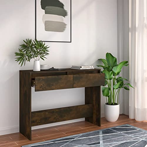 WHOPBXGAD Konsolentisch Räuchereiche 100x35x76,5 cm Holzwerkstoff Side Table for Hallway & Living Room, Sturdy & Space-Saving Console Table with Storage, Modern Smoke Oak Finish, Easy Assembly WHOPBXGAD Konsolentisch Räuchereiche 100x35x76,5 cm Holzwerkstoff Side Table for Hallway & Living Room, Sturdy & Space-Saving Console Table with Storage, Modern Smoke Oak Finish, Easy Assembly von WHOPBXGAD