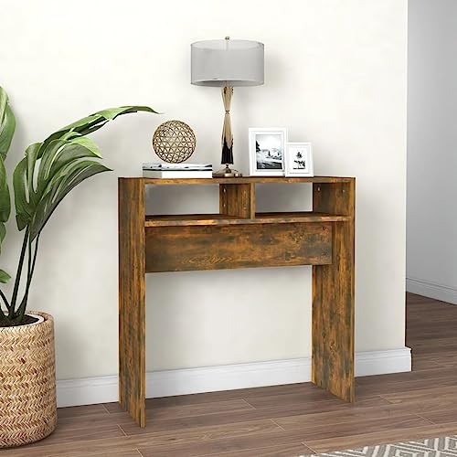 WHOPBXGAD Konsolentisch Räuchereiche 78x30x80 cm Holzwerkstoff - Modern Side Table for Hallway Living Room Sturdy Wood Material Easy to Clean - Space Saving Design with Wall Mounting WHOPBXGAD Konsolentisch Räuchereiche 78x30x80 cm Holzwerkstoff - Modern Side Table for Hallway Living Room Sturdy Wood Material Easy to Clean - Space Saving Design with Wall Mounting von WHOPBXGAD