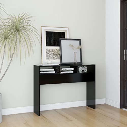 WHOPBXGAD Konsolentisch Schwarz 105x30x80 cm Flur Tisch aus Holzwerkstoff, Beistelltisch für Eingangsbereich & Wohnzimmer, Moderner Side Table mit Stauraum, Wandmontage möglich von WHOPBXGAD