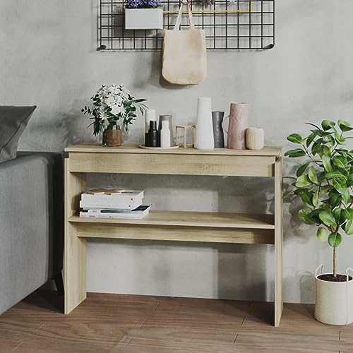WHOPBXGAD Konsolentisch Sonoma-Eiche 102x30x80 cm Holzwerkstoff - Modern Side Table for Hallway Living Room Sturdy Wood Material Easy Assembly - Space Saving Design with Storage WHOPBXGAD Konsolentisch Sonoma-Eiche 102x30x80 cm Holzwerkstoff - Modern Side Table for Hallway Living Room Sturdy Wood Material Easy Assembly - Space Saving Design with Storage von WHOPBXGAD