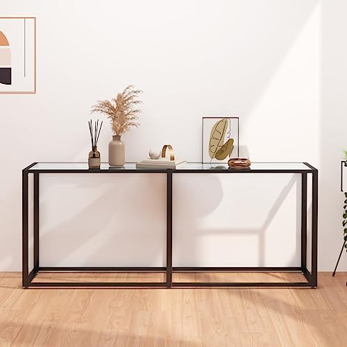 WHOPBXGAD Konsolentisch Transparent 180x35x75,5 cm Hartglas Beistelltisch Modern Side Table with Wall Mount for Living Room & Hallway, Sturdy Tempered Glass and Powder Coated Steel, Easy to Clean WHOPBXGAD Konsolentisch Transparent 180x35x75,5 cm Hartglas Beistelltisch Modern Side Table with Wall Mount for Living Room & Hallway, Sturdy Tempered Glass and Powder Coated Steel, Easy to Clean von WHOPBXGAD