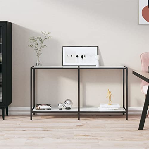 WHOPBXGAD Konsolentisch Weiß 140x35x75,5 cm Hartglas Moderner Flurtisch mit Stahlgestell & Ablagefach Stabile Konsoletisch für Wohnzimmer Eingangsbereich Leicht zu Reinigen | Montage erforderlich WHOPBXGAD Konsolentisch Weiß 140x35x75,5 cm Hartglas Moderner Flurtisch mit Stahlgestell & Ablagefach Stabile Konsoletisch für Wohnzimmer Eingangsbereich Leicht zu Reinigen | Montage erforderlich von WHOPBXGAD