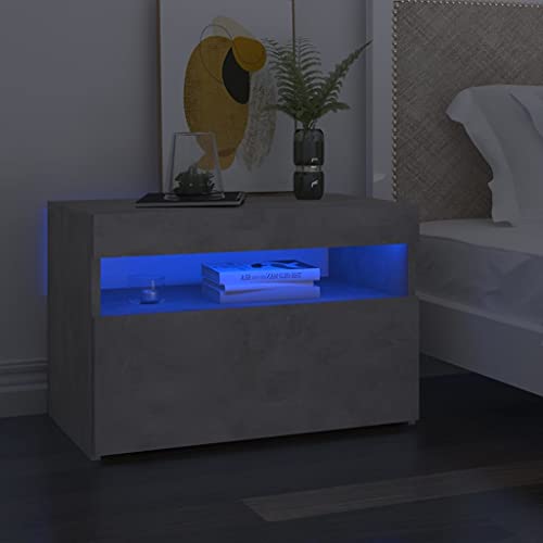 WHOPBXGAD LED Nightstands 2 Pcs Concrete Gray 60x35x40 cm with RGB Color Changing Lights Modern Bedside Tables USB Charging Storage Shelves for Bedroom Living Room WHOPBXGAD LED Nightstands 2 Pcs Concrete Gray 60x35x40 cm with RGB Color Changing Lights Modern Bedside Tables USB Charging Storage Shelves for Bedroom Living Room von WHOPBXGAD