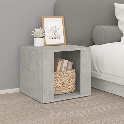 WHOPBXGAD Modern Concrete Gray Nightstand 41x40x36 cm with Storage Shelf, Wood Particle Board Bedside Table for Bedroom Living Room, Sturdy Design with Spacious Storage Space von WHOPBXGAD