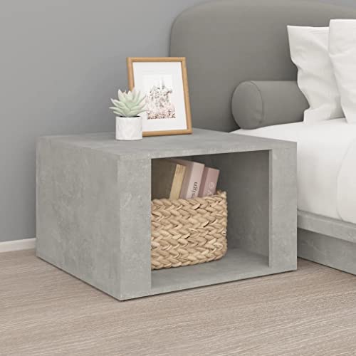 WHOPBXGAD Modern Concrete Gray Nightstand 57x55x36 cm Particle Board with Storage Shelf, Bedside Table for Bedroom Living Room, Sturdy Design with Spacious Storage Space von WHOPBXGAD