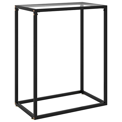 WHOPBXGAD Modern Transparent Glass Console Table 60x35x75 cm with Steel Frame - Tempered Hard Glass Side Table for Living Room Hallway Sturdy Easy to Clean - Includes Wall Mount for Safety WHOPBXGAD Modern Transparent Glass Console Table 60x35x75 cm with Steel Frame - Tempered Hard Glass Side Table for Living Room Hallway Sturdy Easy to Clean - Includes Wall Mount for Safety von WHOPBXGAD
