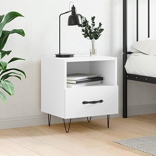 WHOPBXGAD Modern White Nightstand with Drawer 40x35x47.5 cm Bedside Table Storage Cabinet for Bedroom Living Room Durable Holzwerkstoff Material Metal Legs WHOPBXGAD Modern White Nightstand with Drawer 40x35x47.5 cm Bedside Table Storage Cabinet for Bedroom Living Room Durable Holzwerkstoff Material Metal Legs von WHOPBXGAD