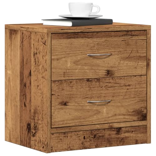 WHOPBXGAD Nachttisch Altholz-Optik 40x30x40 cm Holzwerkstoff mit 2 Schubladen, Schlafzimmer Kommode, Beistelltisch, Vintage Nachttisch, Stauraum Möbel, Langlebig WHOPBXGAD Nachttisch Altholz-Optik 40x30x40 cm Holzwerkstoff mit 2 Schubladen, Schlafzimmer Kommode, Beistelltisch, Vintage Nachttisch, Stauraum Möbel, Langlebig von WHOPBXGAD