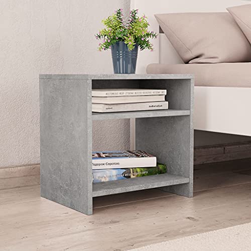 WHOPBXGAD Nachttisch Betongrau 40x30x40 cm Holzwerkstoff Nightstand with Storage Shelf, Modern Bedside Table for Bedroom Living Room, Easy Assembly Concrete Gray Side Table von WHOPBXGAD