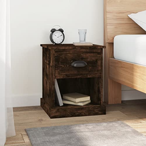 WHOPBXGAD Nachttisch Räuchereiche 39x39x47.5 cm Holzwerkstoff Nightstand with Drawer Bedside Table Modern Side Table Living Room Bedroom Storage Cabinet von WHOPBXGAD