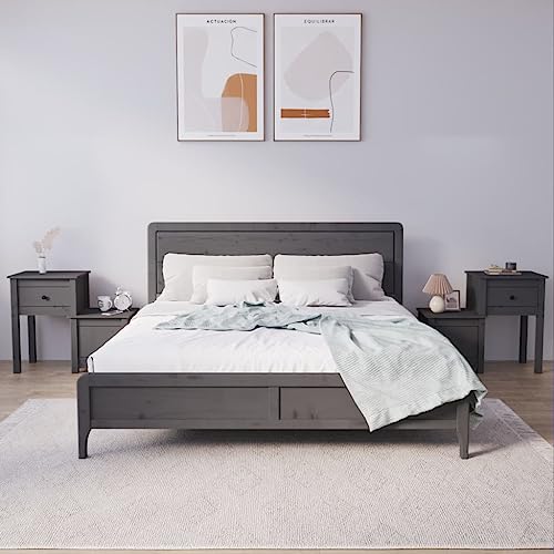 WHOPBXGAD Nachttische 2 STK Grau Massivholz Kiefer 79.5x38x65.5 cm mit Schublade und Tür Stauraum Schlafzimmer Beistelltische Nachttisch Set WHOPBXGAD Nachttische 2 STK Grau Massivholz Kiefer 79.5x38x65.5 cm mit Schublade und Tür Stauraum Schlafzimmer Beistelltische Nachttisch Set von WHOPBXGAD
