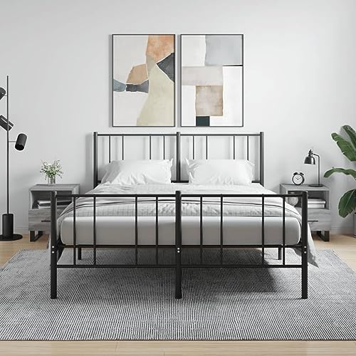 WHOPBXGAD Nachttische 2 STK. Grau Sonoma 40x35x47.5 cm Holzwerkstoff mit Schublade, Moderner Beistelltisch für Schlafzimmer und Wohnzimmer, Stabile Nachtkommode mit Metallfüßen WHOPBXGAD Nachttische 2 STK. Grau Sonoma 40x35x47.5 cm Holzwerkstoff mit Schublade, Moderner Beistelltisch für Schlafzimmer und Wohnzimmer, Stabile Nachtkommode mit Metallfüßen von WHOPBXGAD